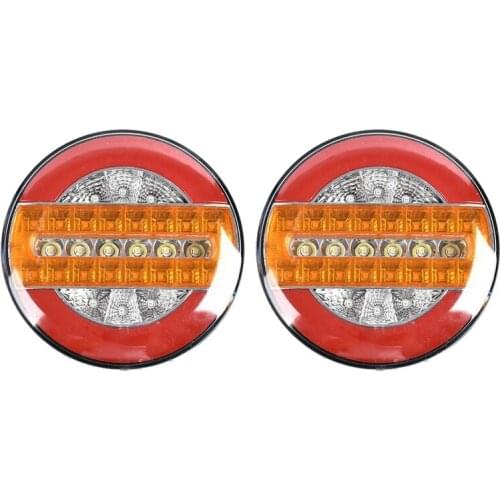 2Pcs 4Inch LED Trailer 24V Truck Tail Light Brake Light Warning Lights Car DRL Flow Turn Signal Lamp Strobe Light