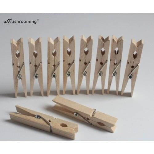 200 pieces/lot)Custom Logo Large Wooden Clothes Pegs Clothespins 7.2cm Long Natural Birch For Home Decoration | Factory Supply