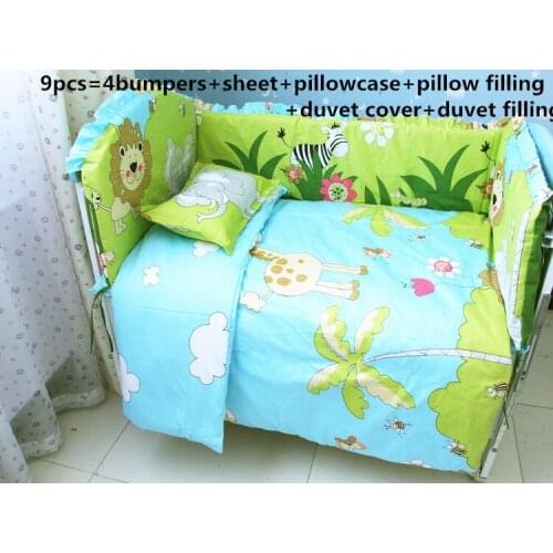 2017! 6/7PCS Lion 100% cotton baby bedding set cama infantil Pillowcases sheets super soft infant,120*60/120*70cm