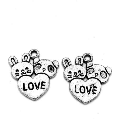 30pcs Love bears charms pendant 20x18mm antique silver ornament accessories jewelry making craft base material