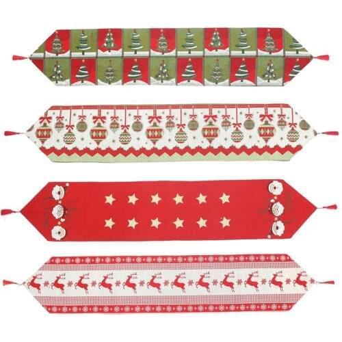 4 Pcs Christmas Tree Xmas Deer Snowman Table Runners 14" x 70"(35cm*178cm) for Wedding Banquet Party Decoration Wholesale X2