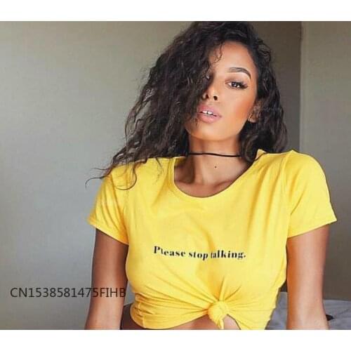 Please Stop Talking Women Basic Tshirt Premium Casual Funny T Shirt For Lady Yong Girl Top Tee Hipster