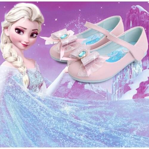 Disney Brand Cinderella Crystal Shoes Children Shoes Princess Shiny Leather Shoes Toddler Girls Wedding Party Dress Shoes