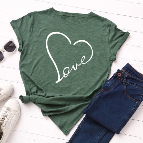 Graphic T Shirts for Women Cotton Short Sleeve Tee Female Shirt Tops Summer Casual Print Clothes Gifts Heart Love Mom Wife Kind