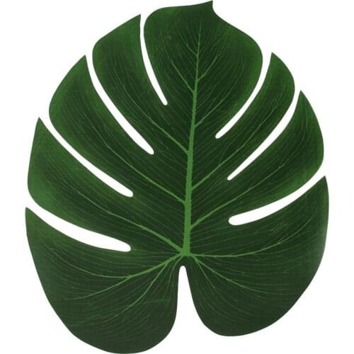 New 12Pcs Artificial Turtle Leaf Table Mat Decor Placemat Simulation Plant Leaves for Hawaiian Tropical Jungle Home Decoration