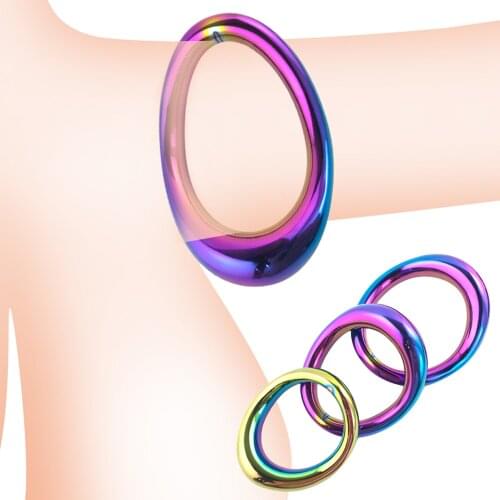 Stainless Steel Curved Penis Ring Bondage Scrotum Stretcher Delay Ejaculation Metal Cock Ring Sex Toys for Men Erotic Sex Shop