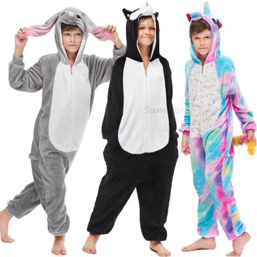 Kigurumi Unicorn Onesies For Kids Pajamas Winter Unicorn Sleepwear Childrens Pyjamas Kids Boy Girl Cosplay Pijamas Suit Overall