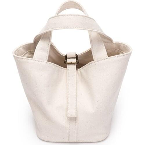 Vegetable basket canvas handbags 2021 foreign style handbag large-capacity hand-carrying bucket bag summer