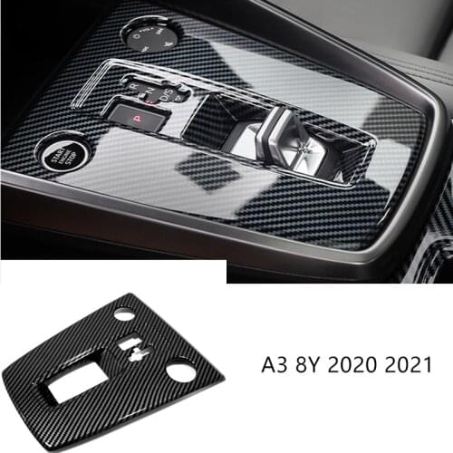 LHD! Car Accessories for Audi A3 8Y 2020 2021 2022 Carbon Fiber Printed Interior Gear Shift Panel Cover Trim