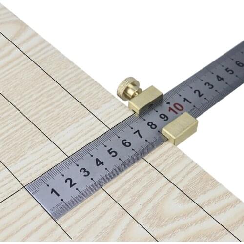 Portable Steel Ruler Marking Gauge Brass Positioning Block Angle Line Scriber Locator For DIY Household Carpentry Tools