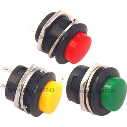 Momentary Push Button Switch OFF-ON Reset Switch 16MM 3A 250V AC Non Locking Switches Round Button R13-507