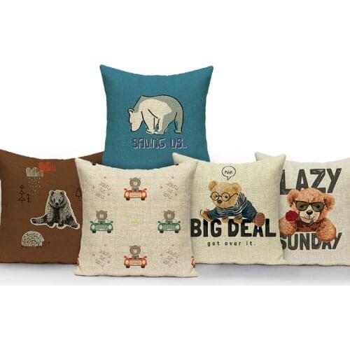 Cute Polar Bear With Decorative Pillow For Sofa And Car Chair Sofa Home Decor Throw Pillow Case Floral Print 45*45 Cm Cojines