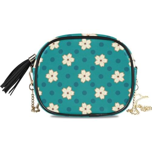 Mini handbags women fashion waterproof shoulder strap flower print messenger chain bag green purse simple style Crossbody Bags