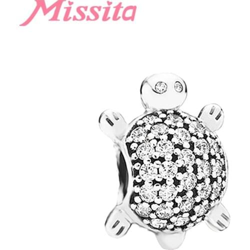 MISSITA Crystal Sea Turtle Charms Beads fit Brand Original Charm Bracelet DIY Jewelry Making Women Bangle Accessories Gift