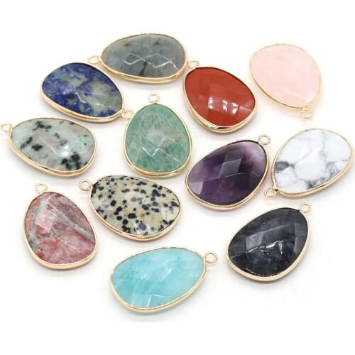 Natural Stone crystal Pendant Oval Shape Exquisite charms for Jewelry Making DIY Necklace Bracelet Accessories 23x34mm