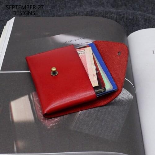 New Fashion Business Card Bag Genuine Leather Luxury Handmade Vintage Youth Credit Card Wallet Casual Storage Coin Purses