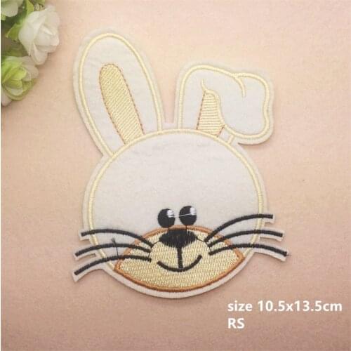 New arrival 10 pcs Ivory color rabbit fabric cloth embroidered Iron On Patches RS garment Appliques accessory free shipping