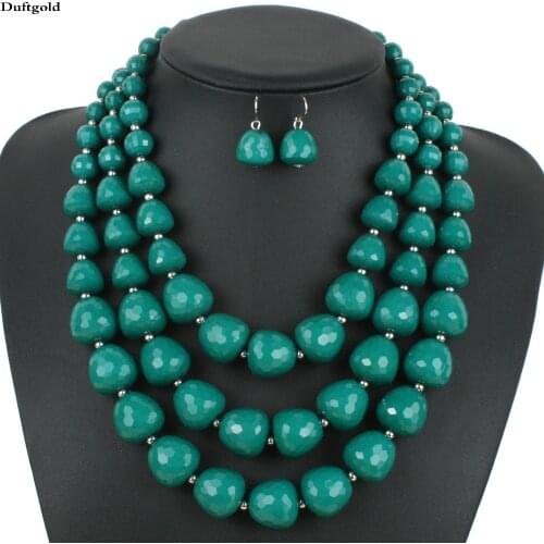 New Multi Layer Acrylic Necklace Set Africa Beads Jewelry Sets For Women Wedding Bohemian Necklaces Earrings бижутерия комплекты