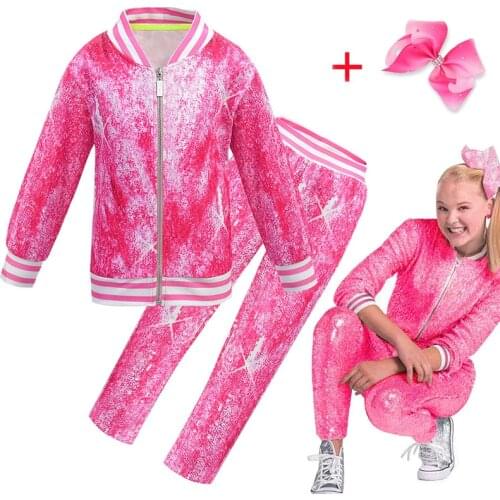 New Baby Girls Spring Autumn girls JOJO Siwa clothes sets Zipper Coat Pant for toddler clothing Suit children Sport cotton wear