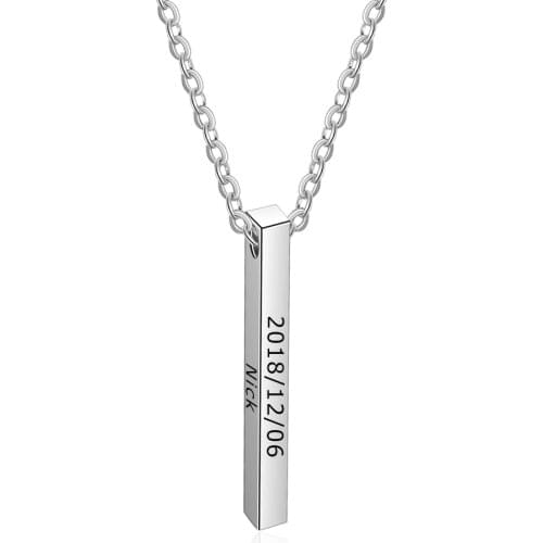 Personalized Stainless Steel Necklaces & Pendants 3 Colors DIY 4 Names Engraved Necklaces Jewelry Gift (NE103087)
