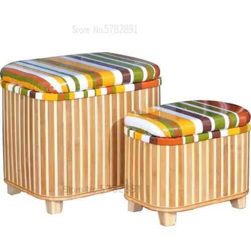 Bamboo Woven Storage Stool Storage Stool Can Sit Adult Storage Chair Wear Shoe Stool Multifunctional Shoe Change Stool Storage B