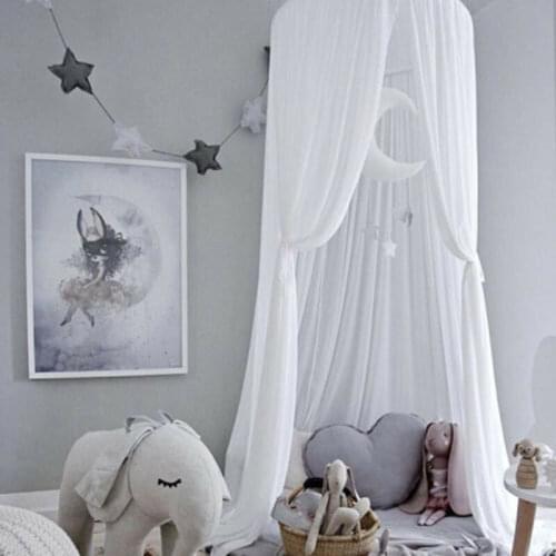 Princess Bed Canopy Mesh Crib Canopy Reading Book Canopy Round Dome Fairy Net for Kids Bed Kids Play Tent Castle