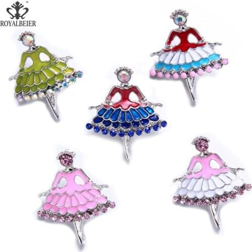 RoyalBeier Ballet Snap Button Metal Animal Snap Button Gold Silver Color Charm With Rhinestone For Snap Jewelry Womens bracelet