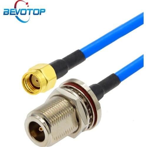 RP-SMA Male to N Female Waterproof Bulkhead RG402 Cable Semi-Flexible 50 Ohm Pigtail RF Jumper Radio Antenna Extension Cord