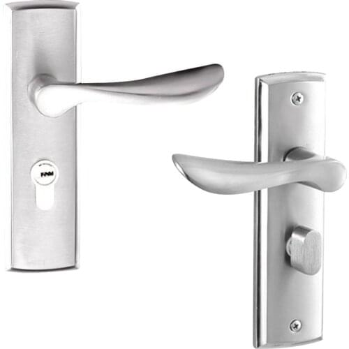 Door Handle Lever on Plate Latch Lock Lockset for Bathroom CHROME SATIN
