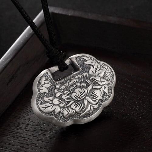 Silver Peony Restoring Ancient Ways The Best Lock Pendant Matte High-grade Joker Ms Sterling Silver Pendant Wholesale