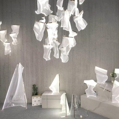 Nordic Luxury LED Acrylic Chandelier Nordic LOFT Living Room Bedroom Thousand Paper Pendant Lamp Hotel Lobby Lighting Luminarie