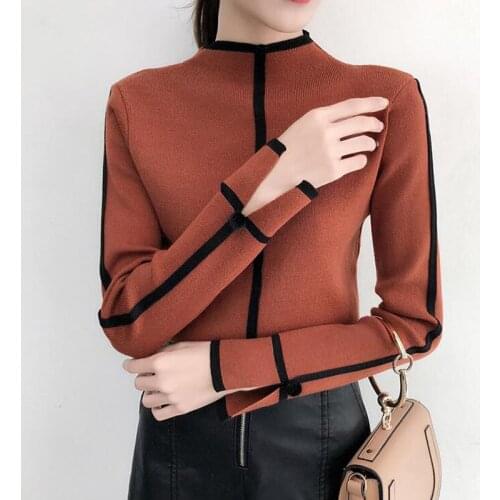 High Quality Sweater Women Spring Aautumn Knitted Outer Wear Sweater 2019 Fashion Half-High Collar Winter Bottoming Sweater A484