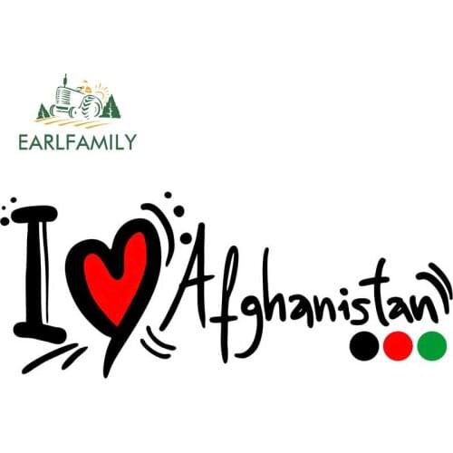 EARLFAMILY 13cm x 5.4cm for I Love Afghanistan Vinyl Car Stickers Surfboard Refrigerator Decals Scratch-Proof Sunscreen Decor