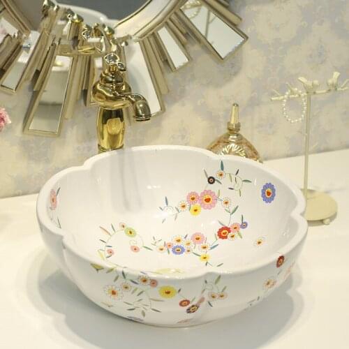 China Artistic Handmade Europe Vintage Lavabo Washbasin Ceramic Art Counter Top above counter wash basin Bathroom Sink