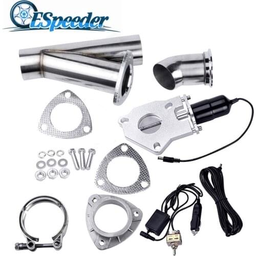ESPEEDER 2.5" Exhaust System Exhaust Catback Downpipe E-Cut Valve With Manual Switch Car Complete Installations Exhaust CutOut