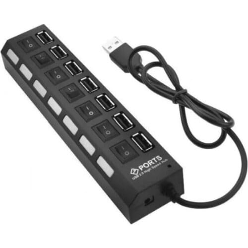 7 Port USB HUB Multi USB 2.0 Splitter 480 Mbps High Speed Converter Adapter with on/off Switch For MacBook PC Notebook