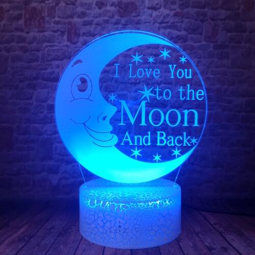 Luminous 3D Illusion LED Desk Nightlight Colorful Changing Light Model I love you to the moon and back action & toy figures
