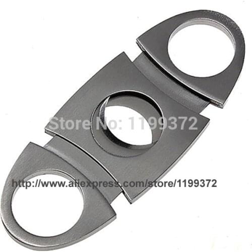 100 X Free Shipping New Pocket Stainless Steel Cigar Cutter Knife Double Blades Scissors Shears