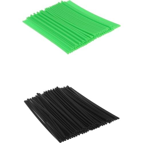 144pcs (72pcs & 72pcs) Wheel Spoke Wraps Skins Coat Trim Cover Pipe for Motocross Dirt Bike Black/Green