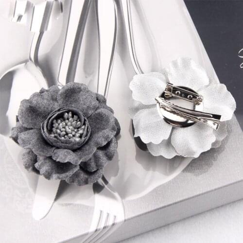 2-Way Women Vintage Handmade Fabric Peony Brooches Jewelry Badge Rose Flower Brooch Pin Hair Clip Hat Accessories Bridal Wedding