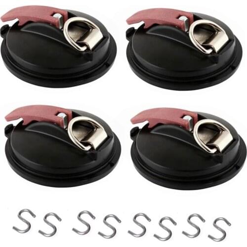 4pcs Suction Cup Anchor with 4 Securing Hook Multi-function Car Tensioner for Tie Down Luggage Tarps Tents Camping Car Van