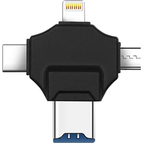 4-IN-1 OTG Card Reader Portable Memory Card Reader for Apple Android Type-C Devices Compatible with TF Cards