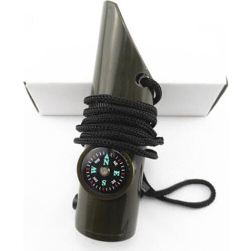 60% Hot Sale 7 In 1 Camping Survival Compass Thermometer Flashlight Magnifier Whistle Tool Outdoor Tools