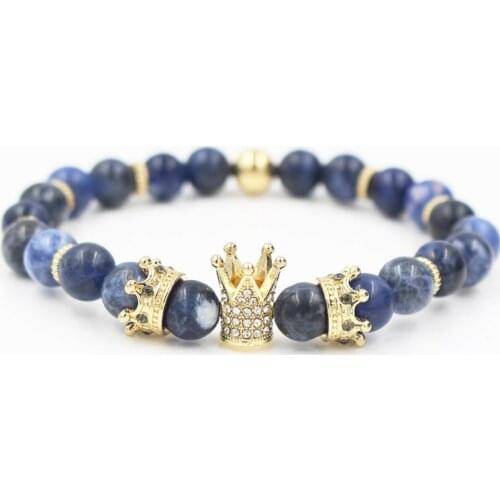 8mm sg3 gold silver Copper crown micro pave cz zircon cubic zirconia Bracelet Frosted agate Onyx energy Prayer Reiki Bangles