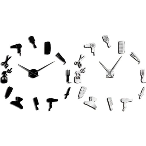Promotion! Diy Barber Shop Giant Wall Clock with Mirror Effect Barber Toolkits Decorative Frameless Clock Watch Hairdresser Barb