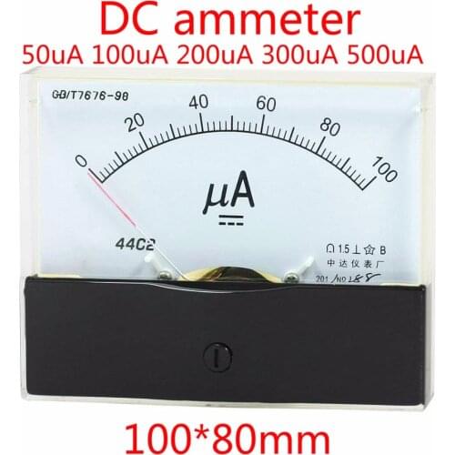DC Analog Ammeter AMP Panel Current Meter 0-100uA 50uA Ampere Gauge Amperimetro Ampermeter 44C2