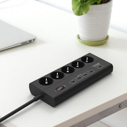 2019 Free Shipping 5 outlet 5 USB Power Strip Surge Protector Quick Charge 3.0 USB port EU extension socket Power board