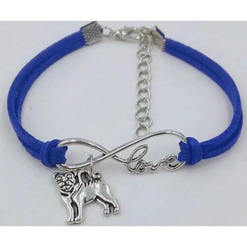 Infinity Love lucky 8 Bracelet Dog Chihuahua Pug Charm Pendant Women/ Men Simple Bracelets/Bangles Jewelry Gift 14 Colors