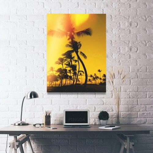 Home Decor Sun Tellow Tree Nature View Painting Canvas Print Poster Modern Wall Art Modular Picture Bedroom Background No Frame