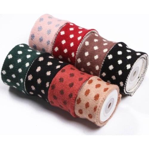 2 yards Double color Dots Wool Knitted Satin Ribbon DIY Hair Accessories Material Clothing Hat Bag Decoration Accessories
